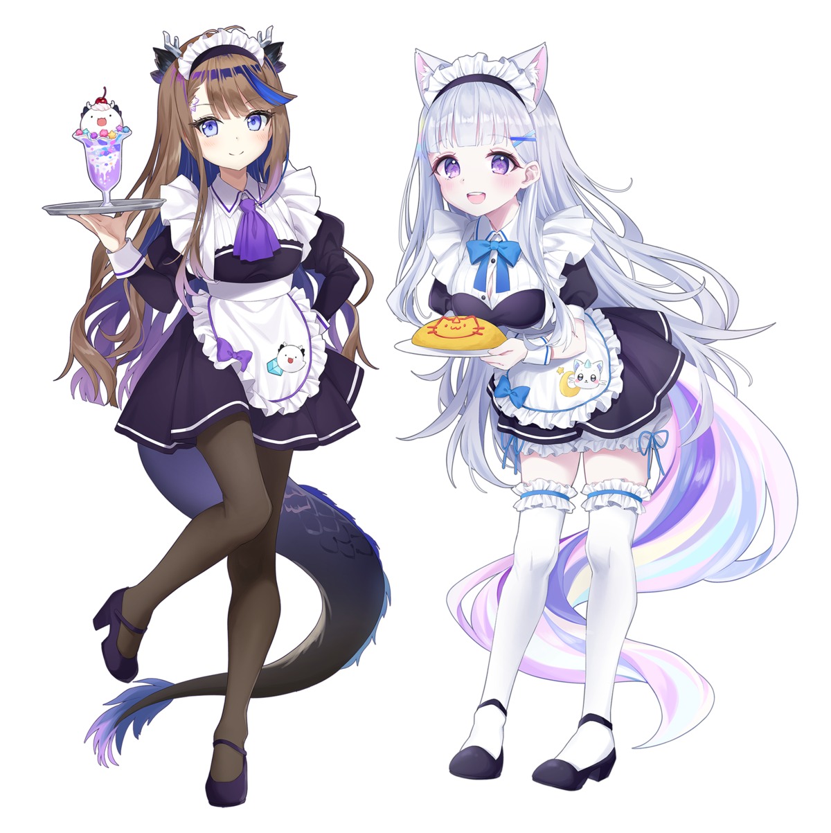 airi_kanna, animal_ears, ayatsuno_yuni, bloomers, chobi_(penguin_paradise), heels, horns, maid