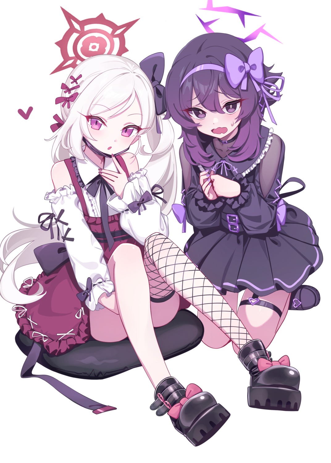 asagi_mutsuki, blue_archive, deadnooodles, fishnets, garter, halo, igusa_haruka, lolita_fashion