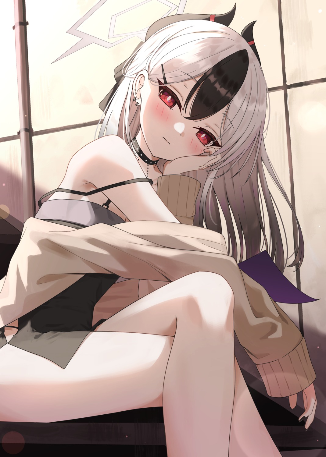 blue_archive, cpk_prd, devil, dress, halo, horns, onikata_kayoko, sweater