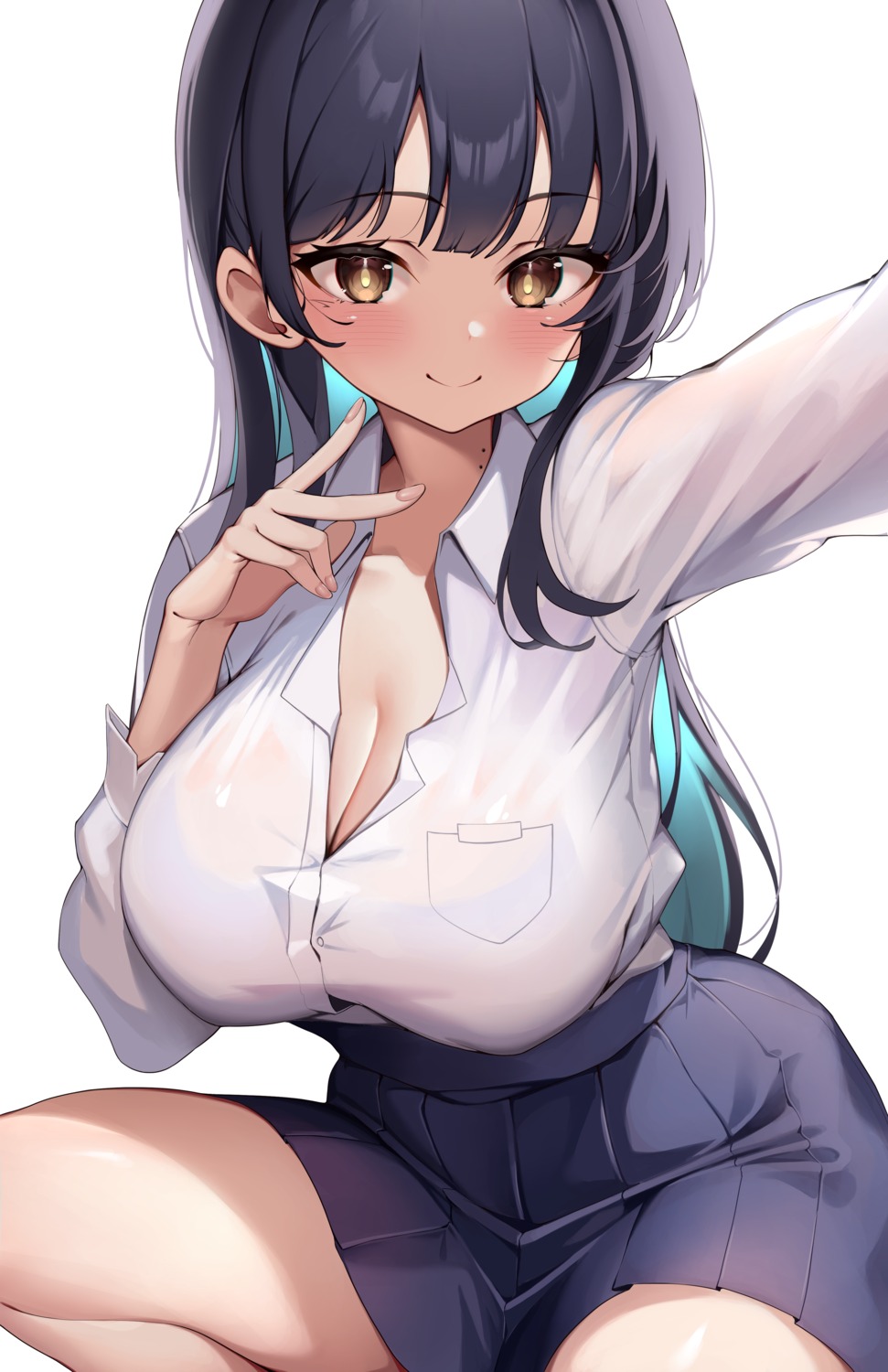 boku_no_kokoro_no_yabai_yatsu, kaptivate, open_shirt, see_through, seifuku, selfie, yamada_anna