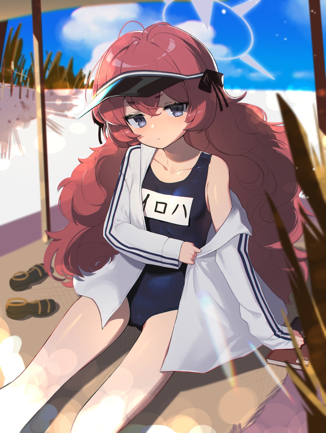 blue_archive, bongnom, halo, natsume_iroha, school_swimsuit, swimsuits, undressing