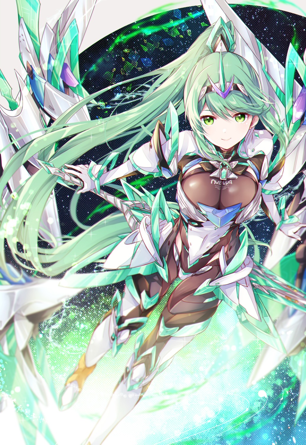 armor, bodysuit, pneuma_(xenoblade_2), sword, ui_frara, xenoblade_(series), xenoblade_2