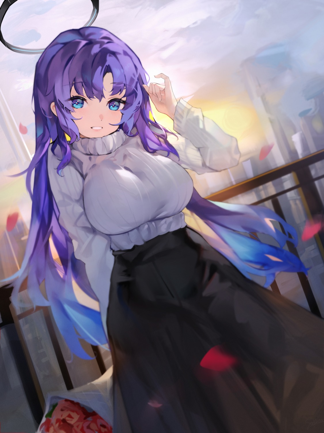 blue_archive, halo, hayase_yuuka, sakanafish, sweater