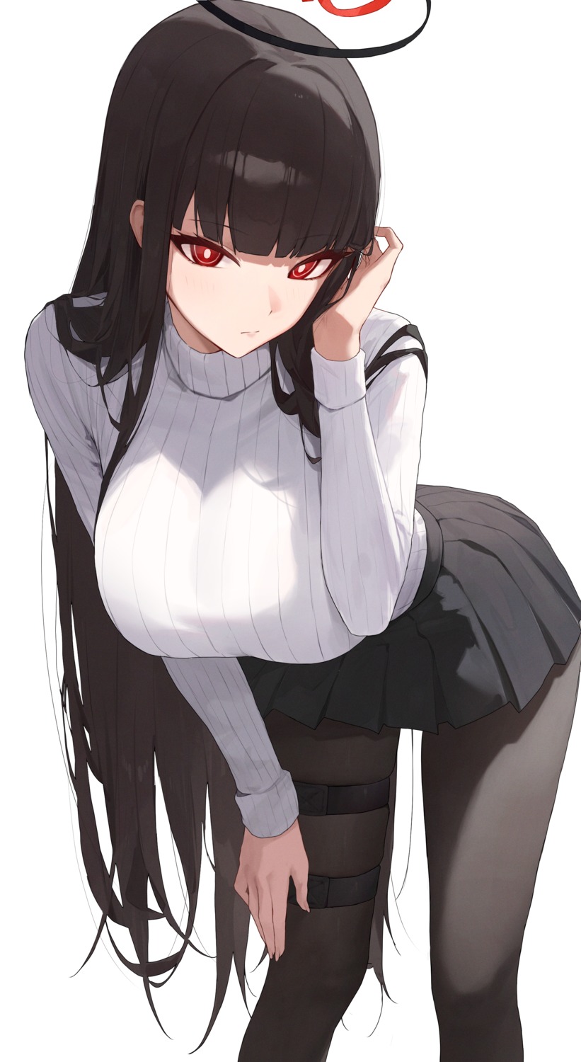 blue_archive, garter, halo, pantyhose, sweater, toi1et_paper, tsukatsuki_rio