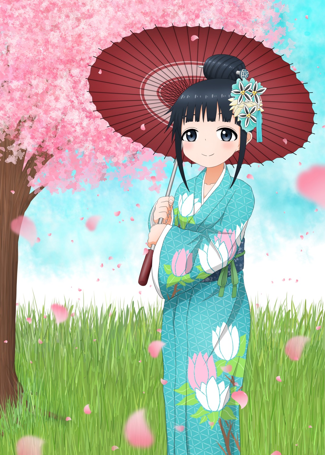 ishigakiseiya, kimono, kunoichi_tsubaki_no_mune_no_uchi, mokuren_(kunoichi_tsubaki_no_mune_no_uchi), umbrella