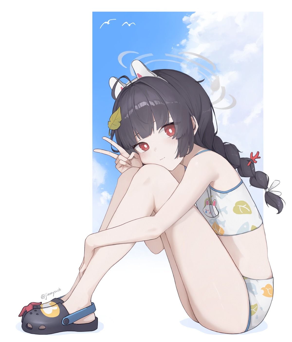 animal_ears, bikini, blue_archive, bunny_ears, gmi_(jimmyovob), halo, kasumizawa_miyu, swimsuits