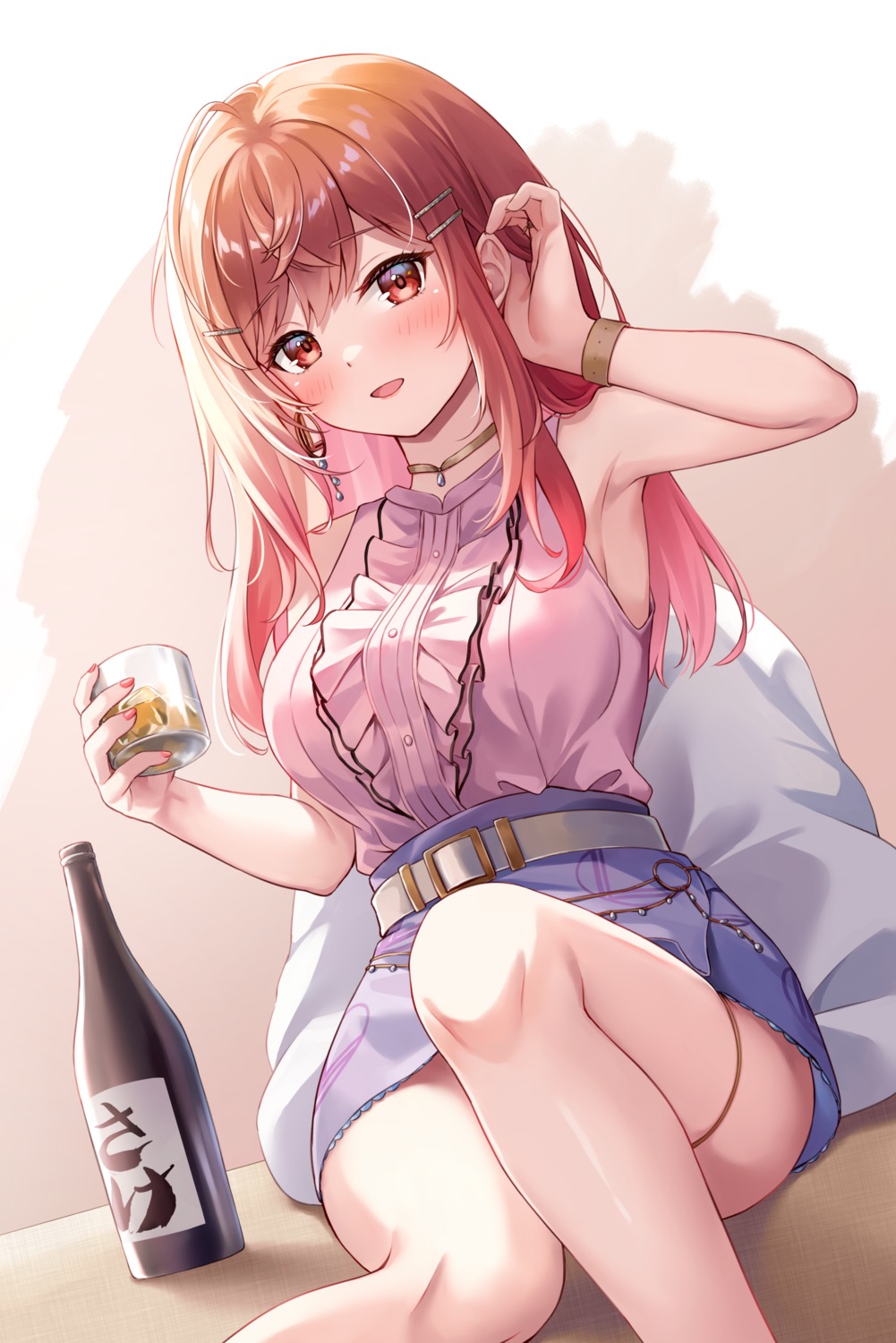 garter, hololive, hololive_dev_is, ichijou_ririka, sake, sebu_illust, skirt_lift