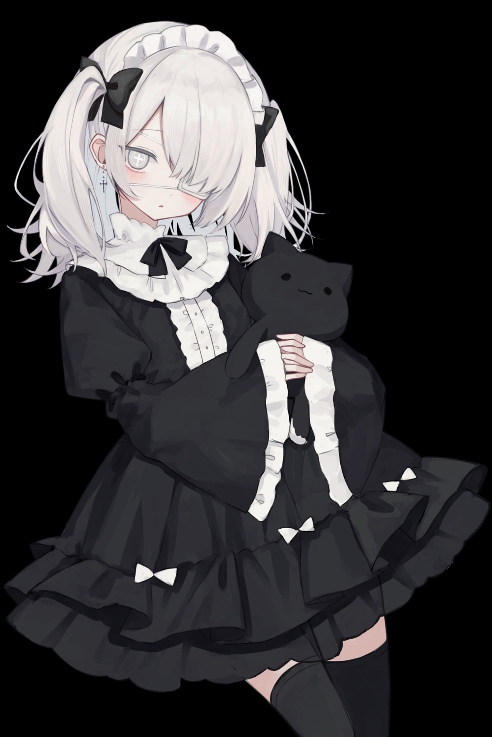 dress, eyepatch, gothic_lolita, lolita_fashion, squallea, thighhighs