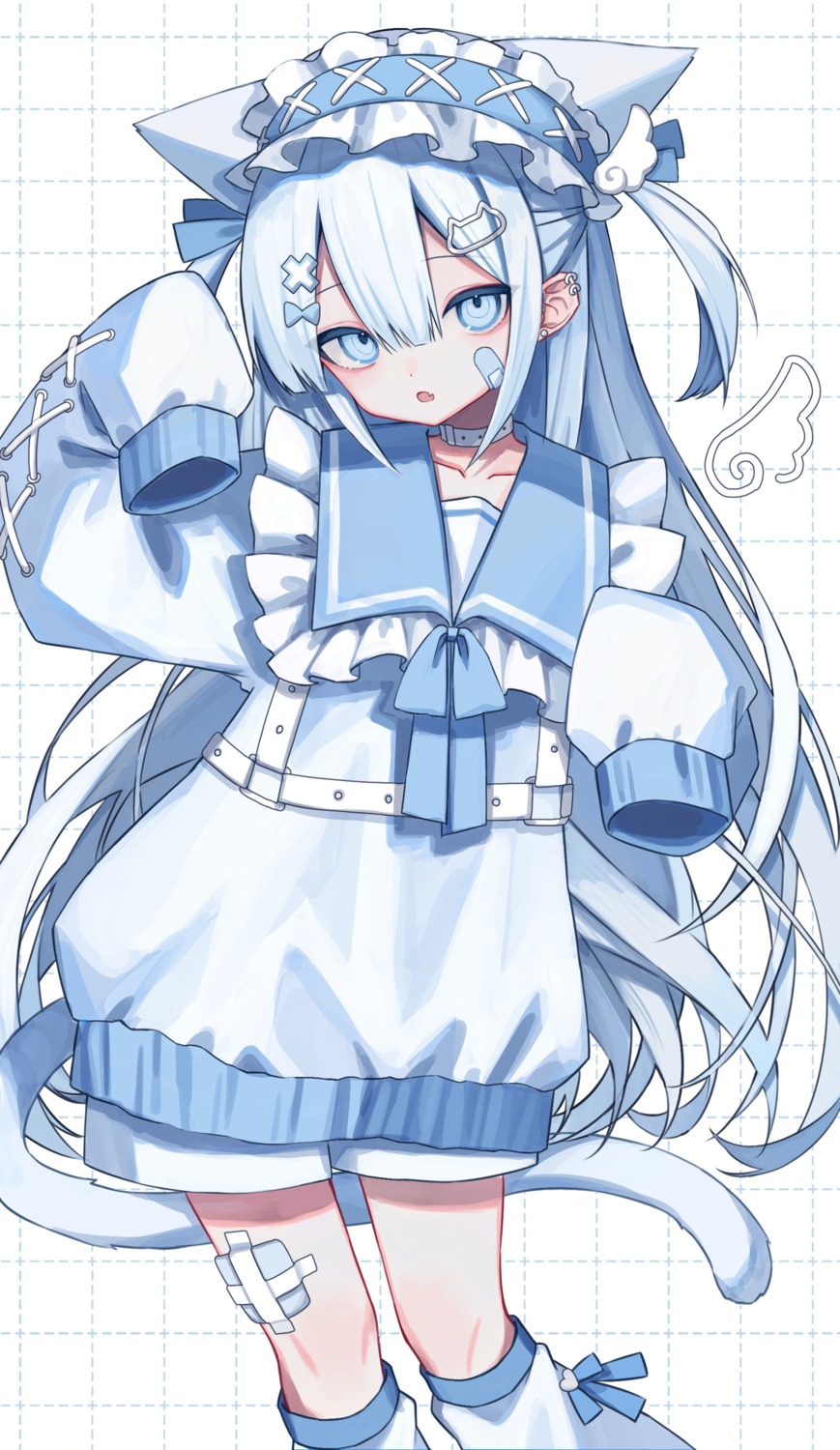 animal_ears, bandaid, nekomimi, squallea, tail, wings