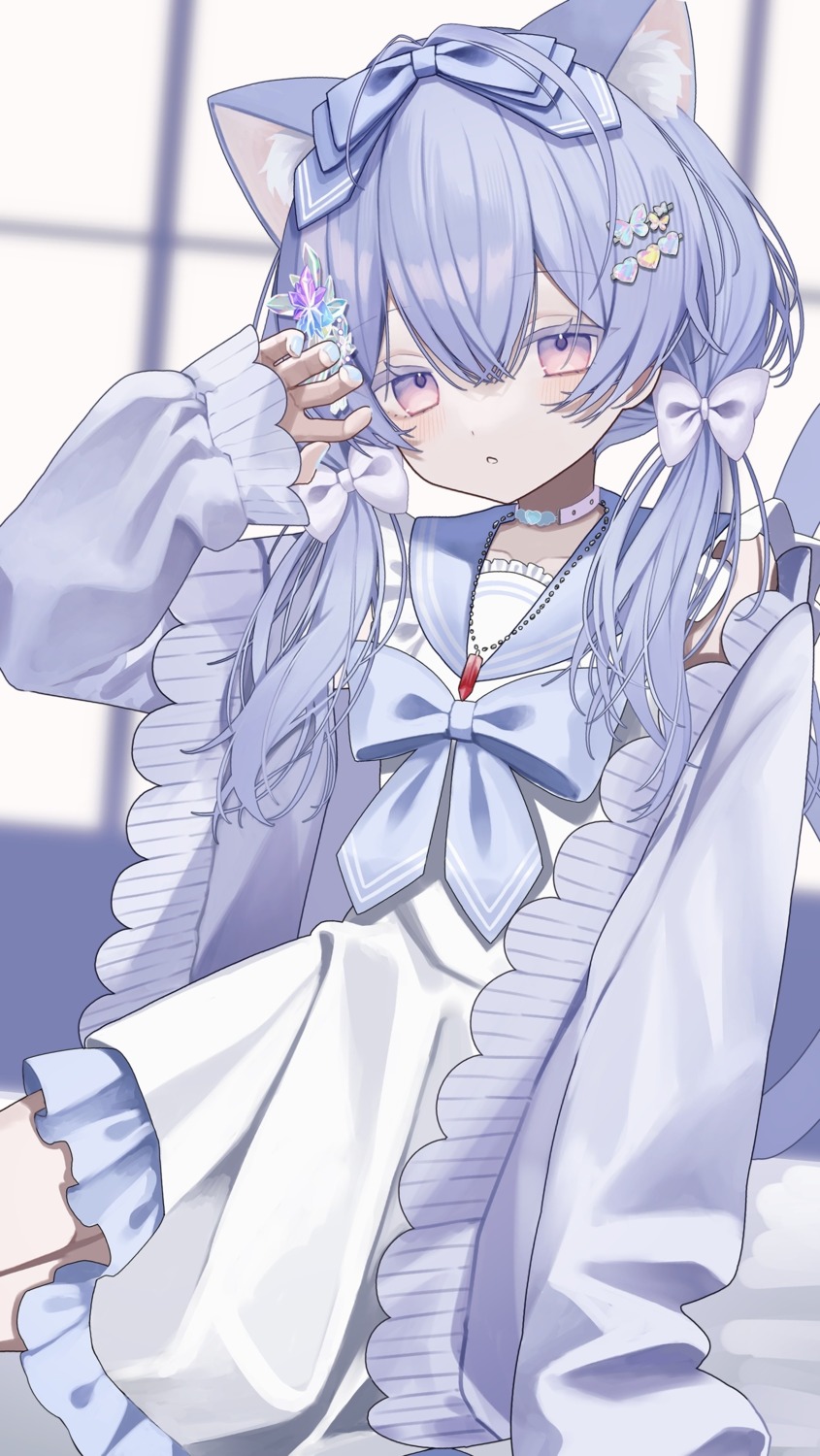 animal_ears, nekomimi, seifuku, squallea, sweater, tail
