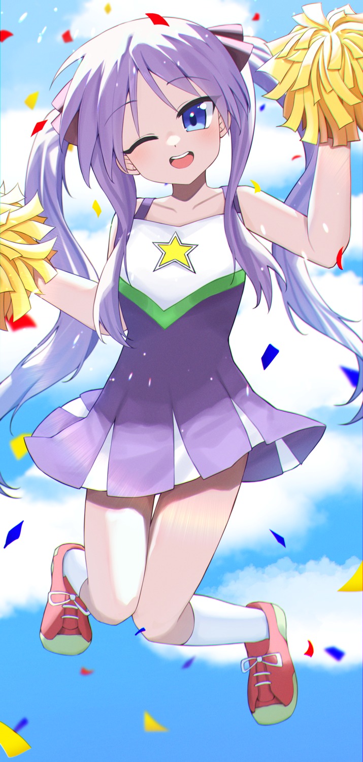 cheerleader, hiiragi_kagami, lucky_star, skirt_lift, yaki_tai