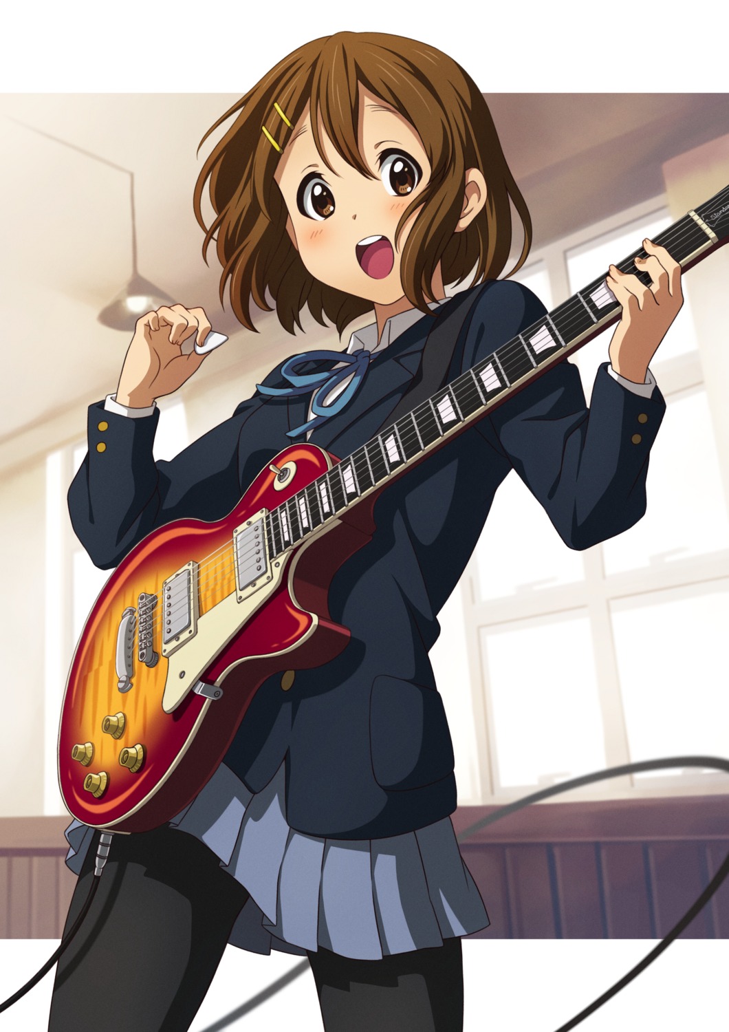 guitar, hirasawa_yui, k-on!, pantyhose, seifuku, sumaboooo