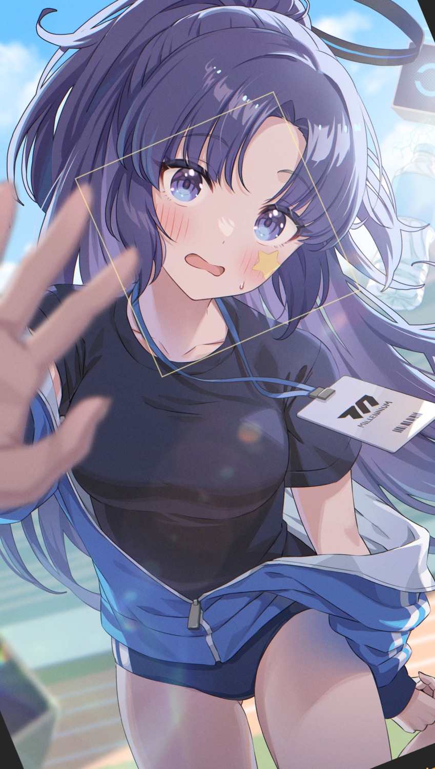 blue_archive, buruma, gym_uniform, halo, hayase_yuuka, momoimon, tattoo