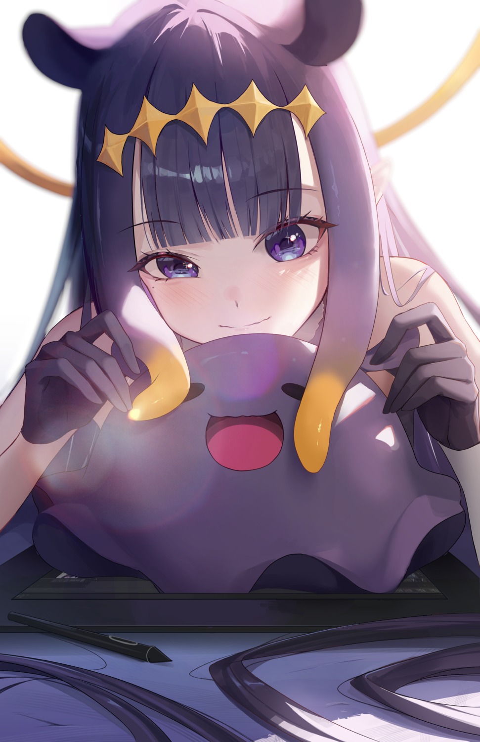 animal_ears, clrawing, halo, hololive, hololive_english, ninomae_ina'nis, pointy_ears