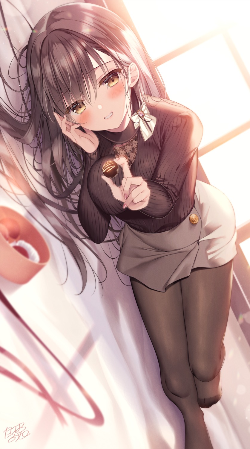 amamiya_shino, pantyhose, sweater, tanihara_natsuki, valentine