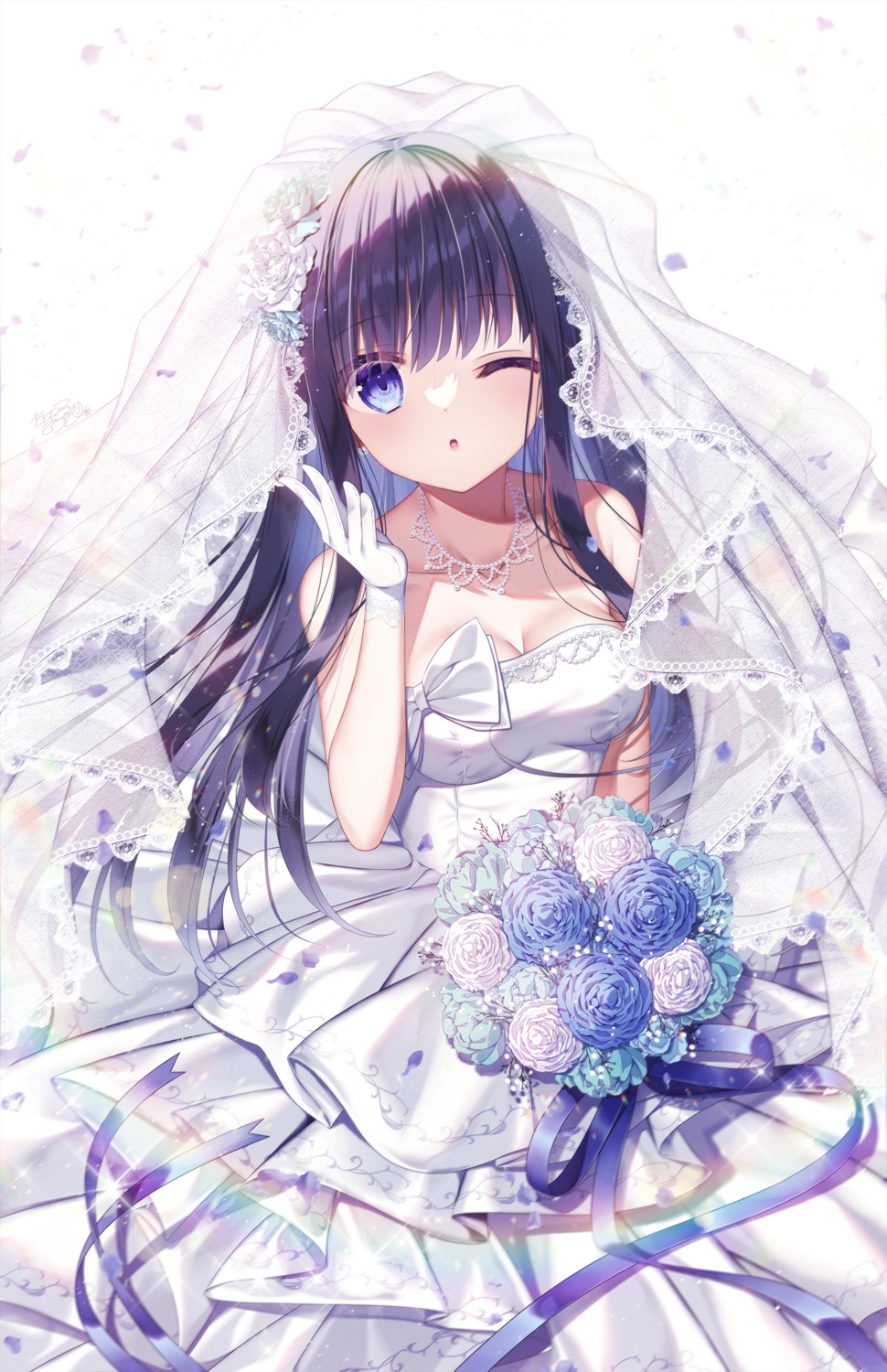 dress, no_bra, tanihara_natsuki, wedding_dress