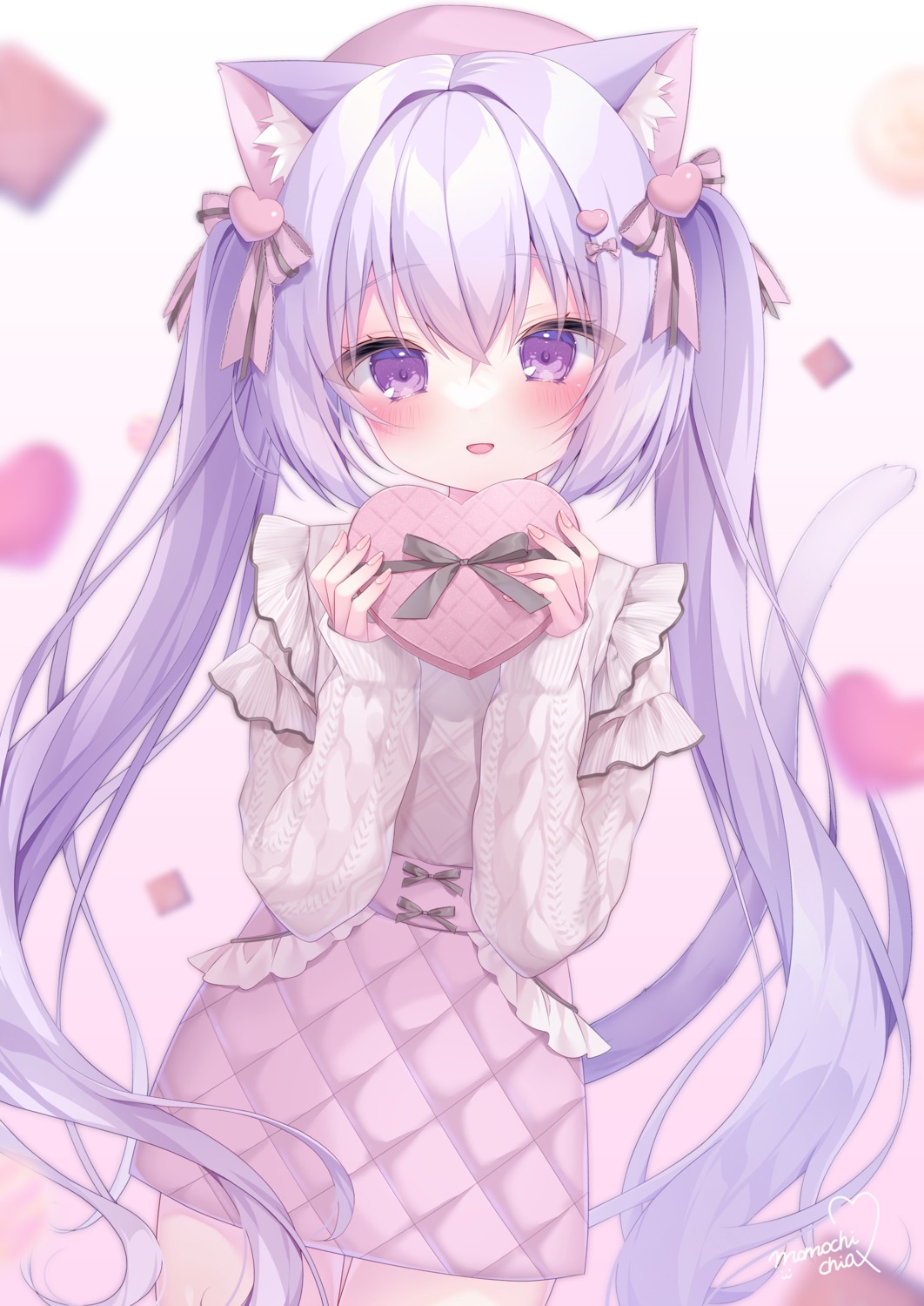 animal_ears, momochi_chia, nekomimi, sweater, tail, valentine