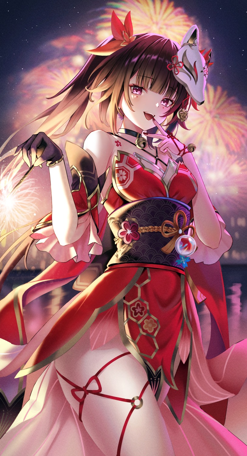 garter, honkai:_star_rail, japanese_clothes, mayo_9_5, no_bra, sparkle, tattoo