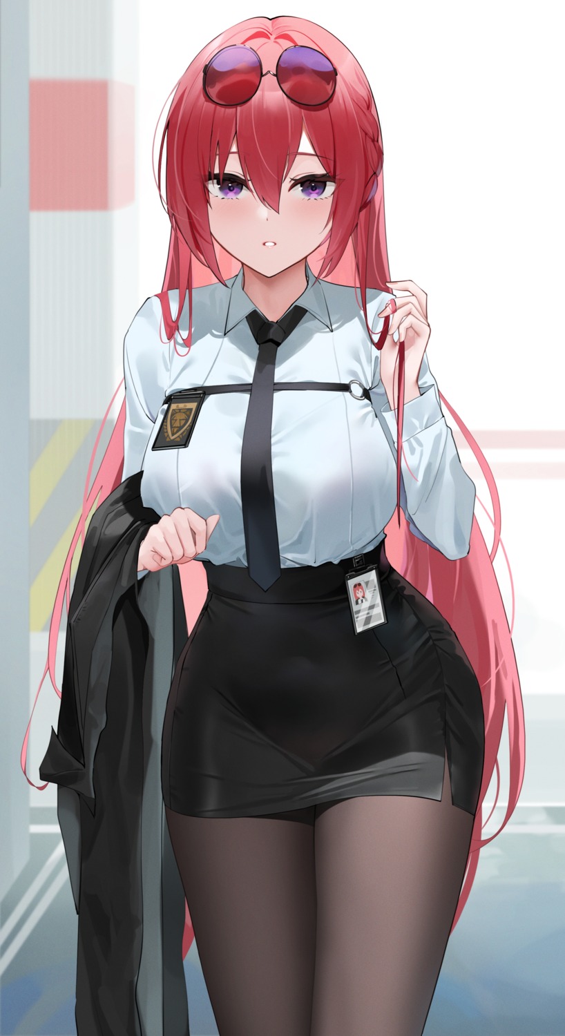 azur_lane, megane, monarch_(azur_lane), pantyhose, police_uniform, qing_wu