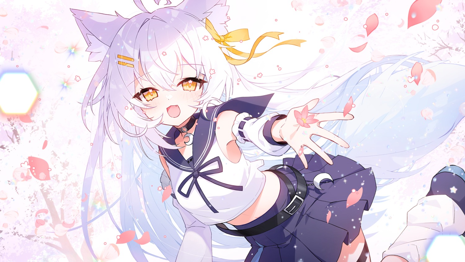 animal_ears, apple_caramel, garter, kitsune, seifuku, tail, wallpaper