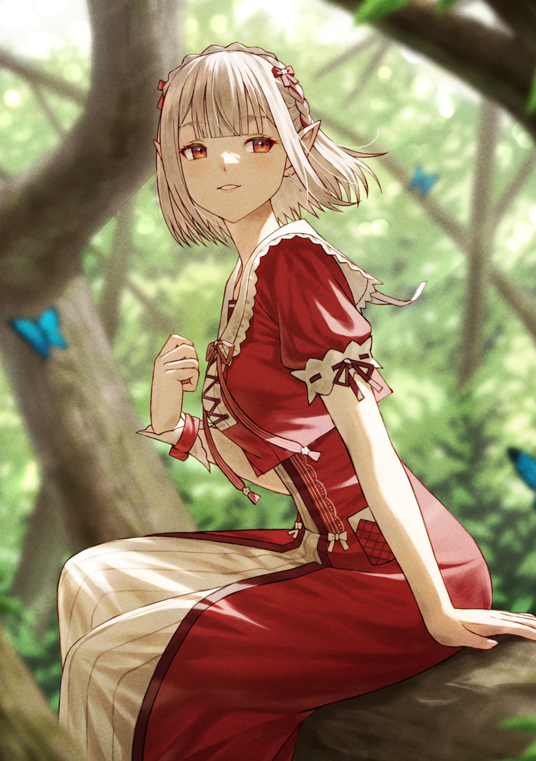 dress, elf, elu_(nijisanji), fagi_(kakikaki), nijisanji, pointy_ears