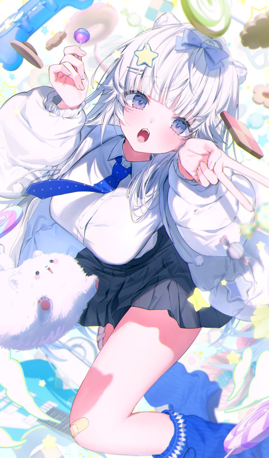 animal_ears, bandaid, harui_(hr_x9_), seifuku