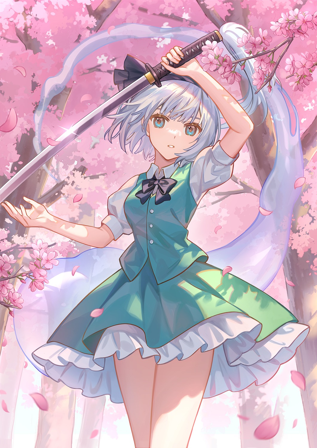 konpaku_youmu, mutugi, skirt_lift, sword, touhou