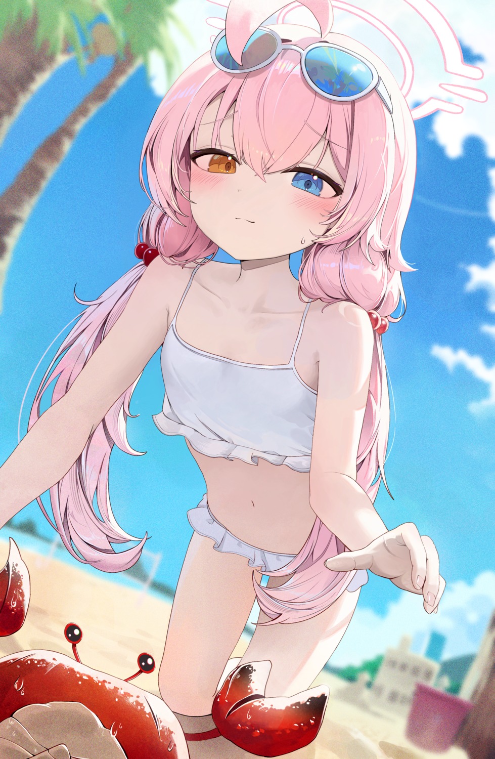 bikini, blue_archive, ellaje, halo, heterochromia, megane, swimsuits, takanashi_hoshino