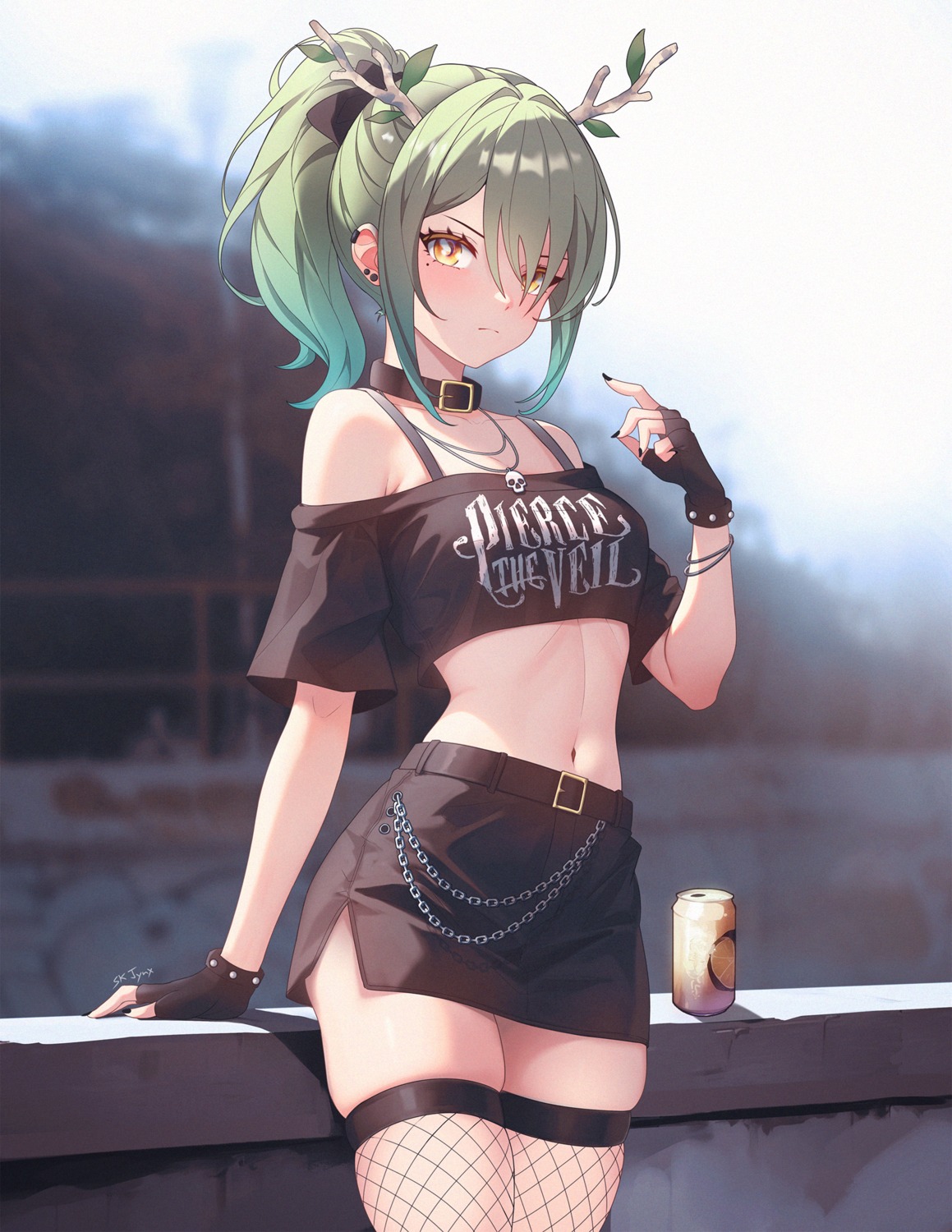 ceres_fauna, fishnets, hololive, hololive_english, horns, sk_jynx, thighhighs