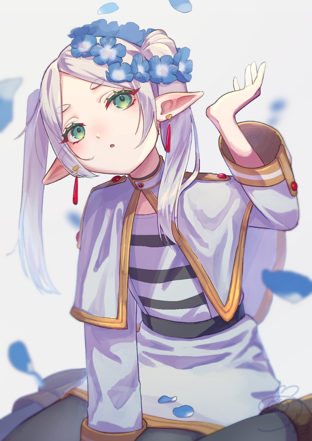 114_usamaro, dress, elf, frieren, pantyhose, pointy_ears, sousou_no_frieren