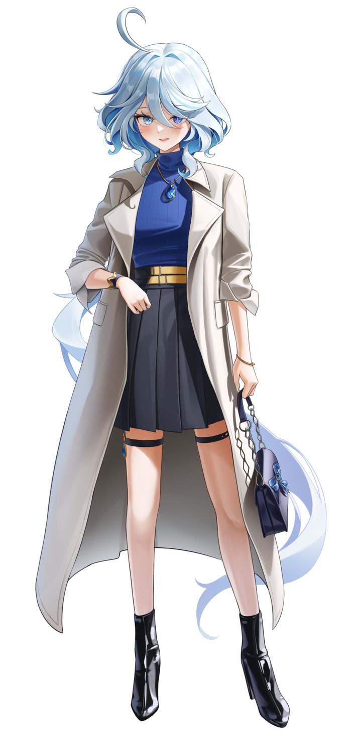 furina, garter, genshin_impact, heels, heterochromia, sweater, tiokun7