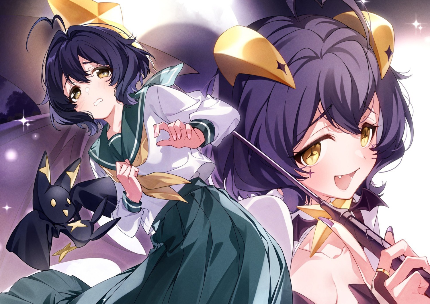 hiiragi_utena, horns, mahou_shoujo_ni_akogarete, seifuku, u35, venalita, weapon, wings