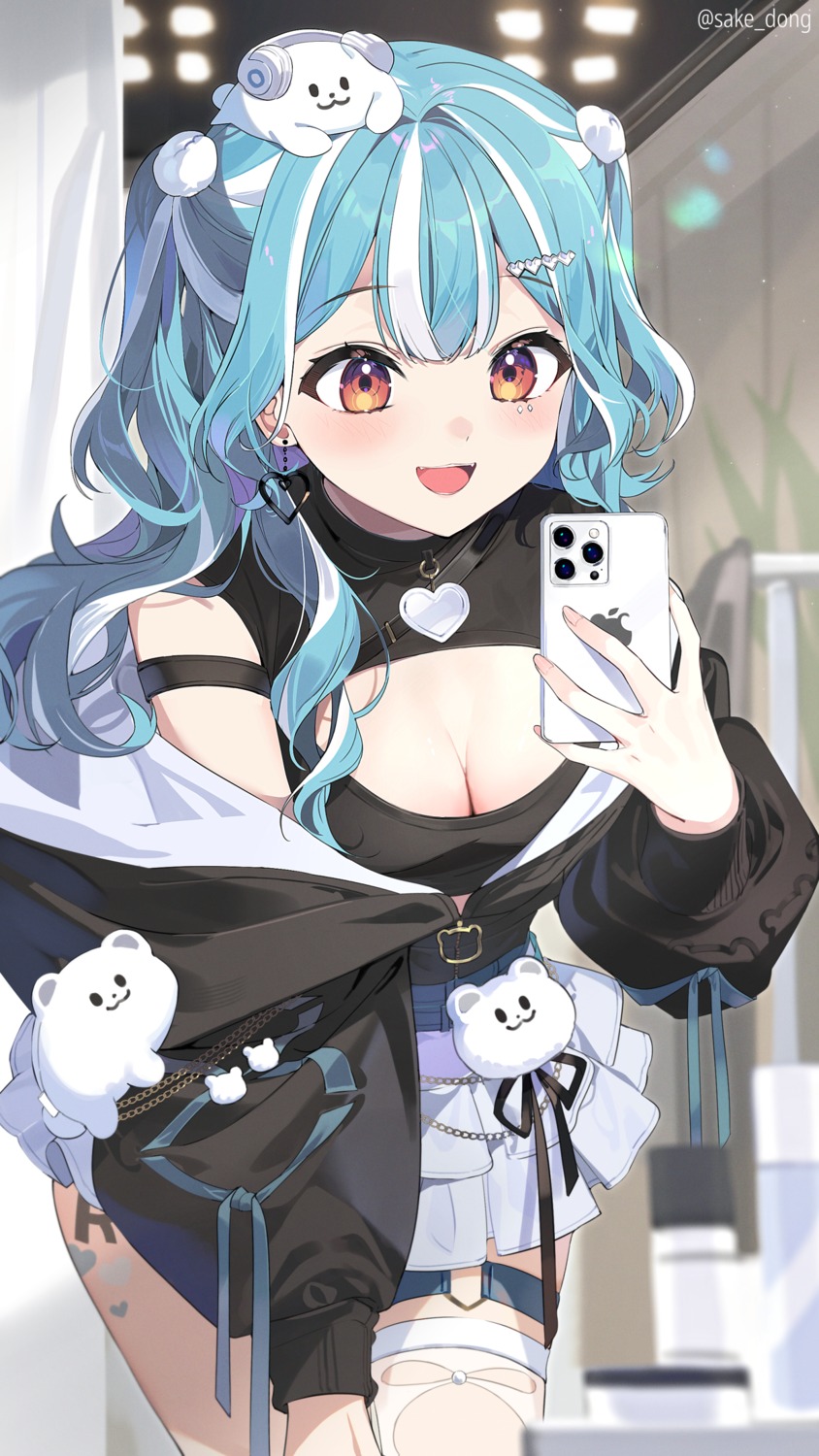 cleavage, garter, sake_dong, shiranami_ramune, tattoo, thighhighs, vspo!