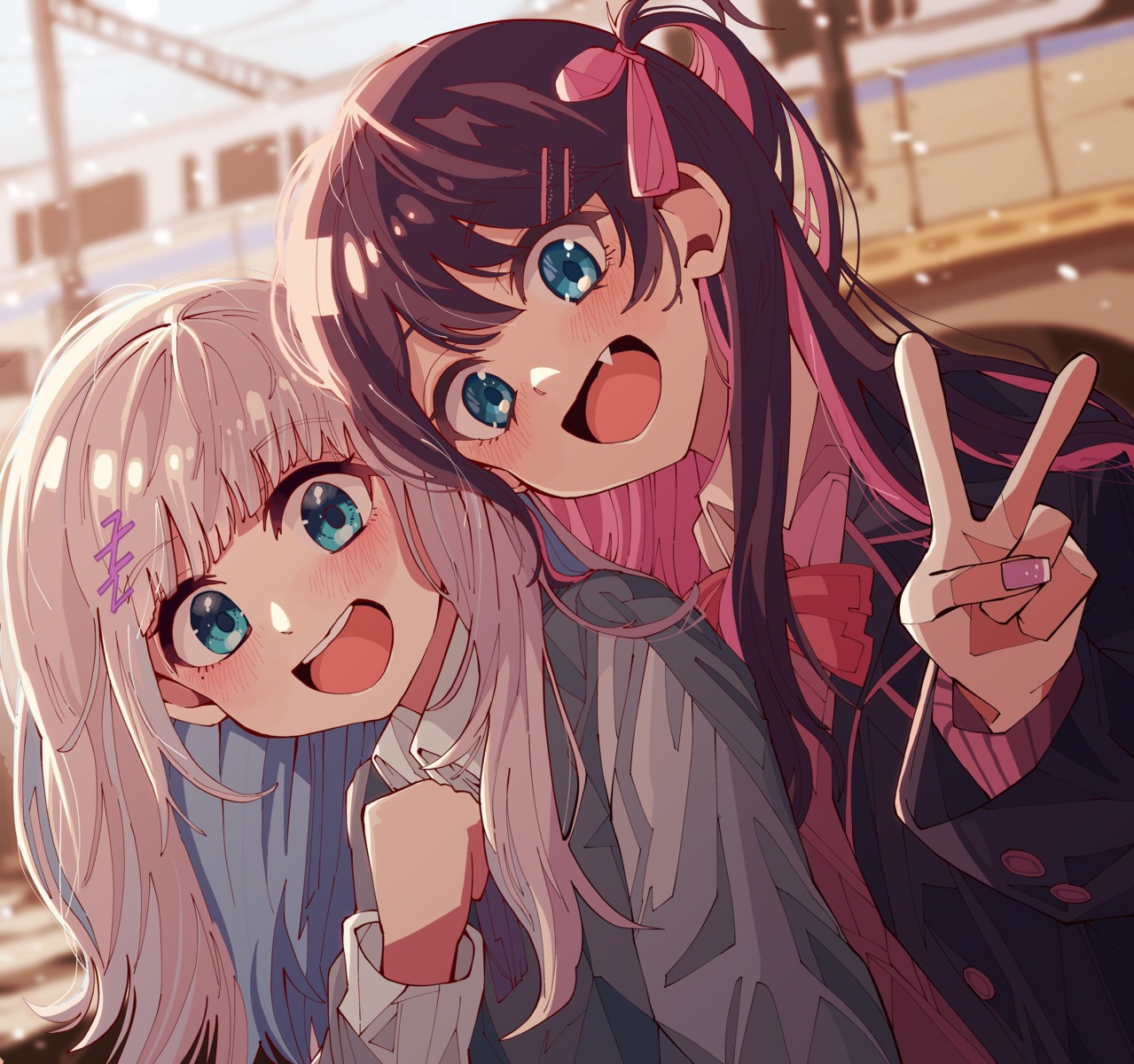 kaga_nazuna, kaga_sumire, lupinus_virtual_games, payang, seifuku, sweater, vspo!