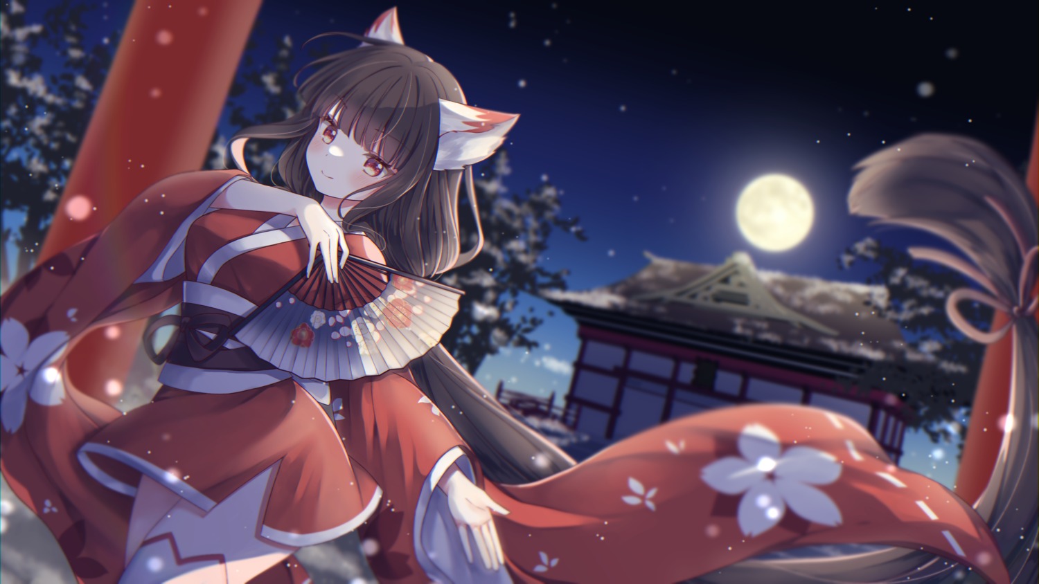 animal_ears, gomano_rio, japanese_clothes, ninja_must_die, skirt_lift, thighhighs, wallpaper