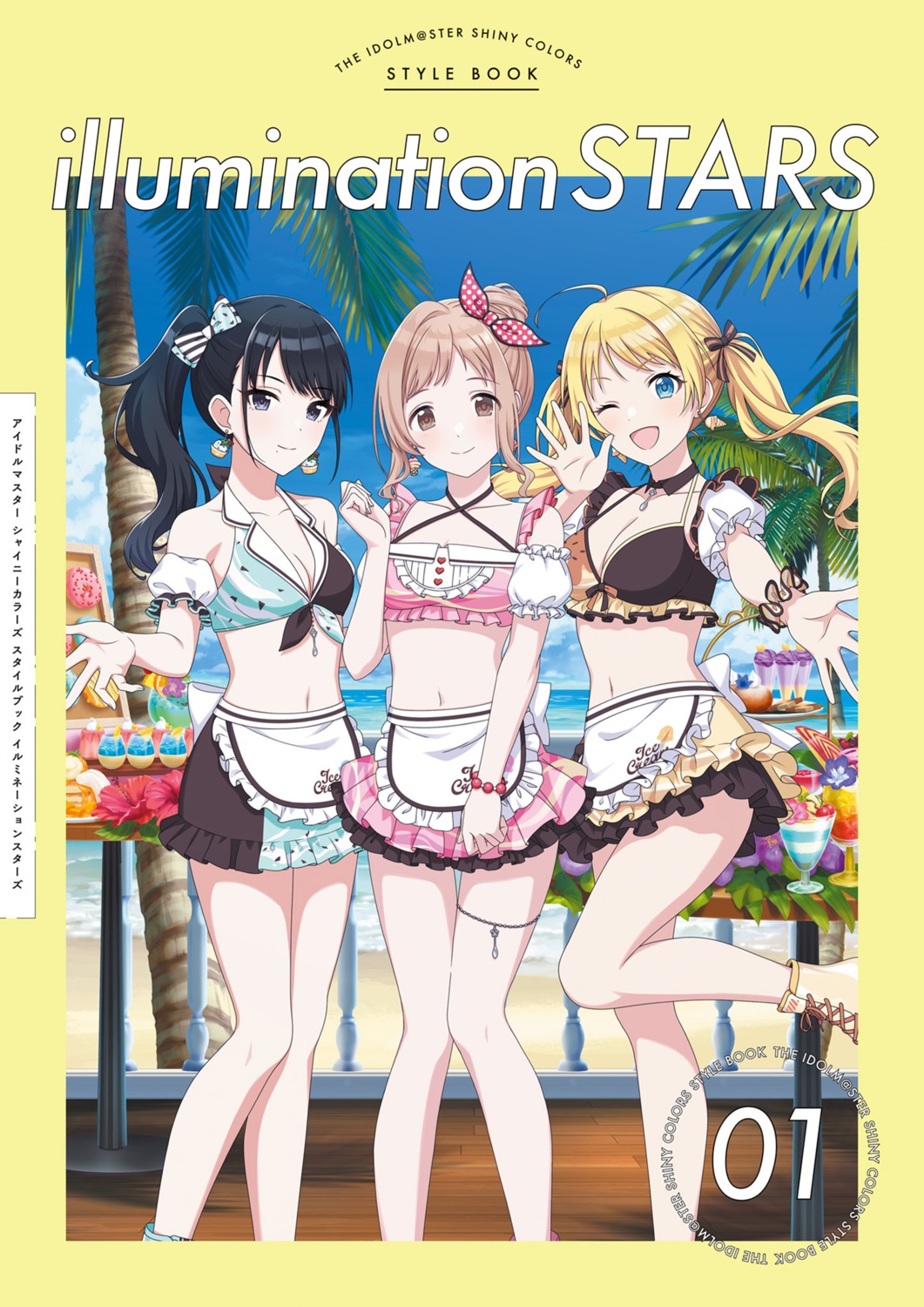 bikini, cleavage, garter, hachimiya_meguru, im@ssc_kaihatsu_team, kazano_hiori, sakuragi_mano, swimsuits