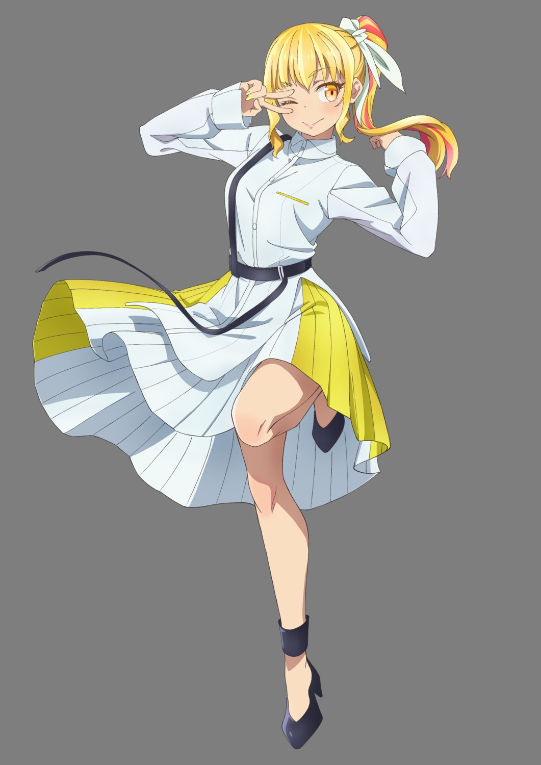heels, nashinoki_remi, shine_post, skirt_lift, tagme, transparent_png, uniform