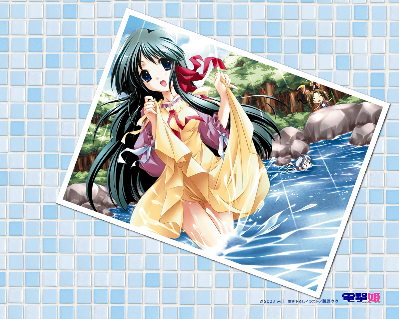 dress, fujiwara_warawara, natsushoujo, skirt_lift, wallpaper, yuuki_miyako