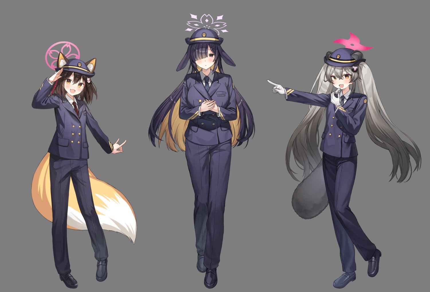 animal_ears, blue_archive, bunny_ears, chidori_michiru, halo, kitsune, kuda_izuna, oono_tsukuyo