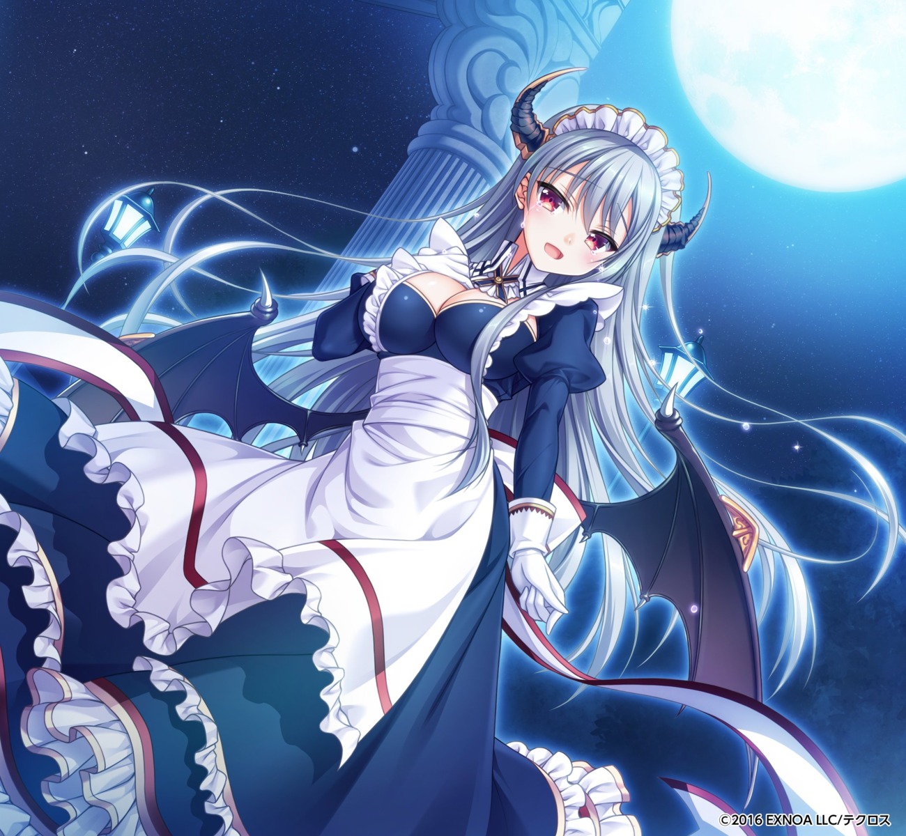 arisue_tsukasa, devil, horns, kamihime_project, maid, wings
