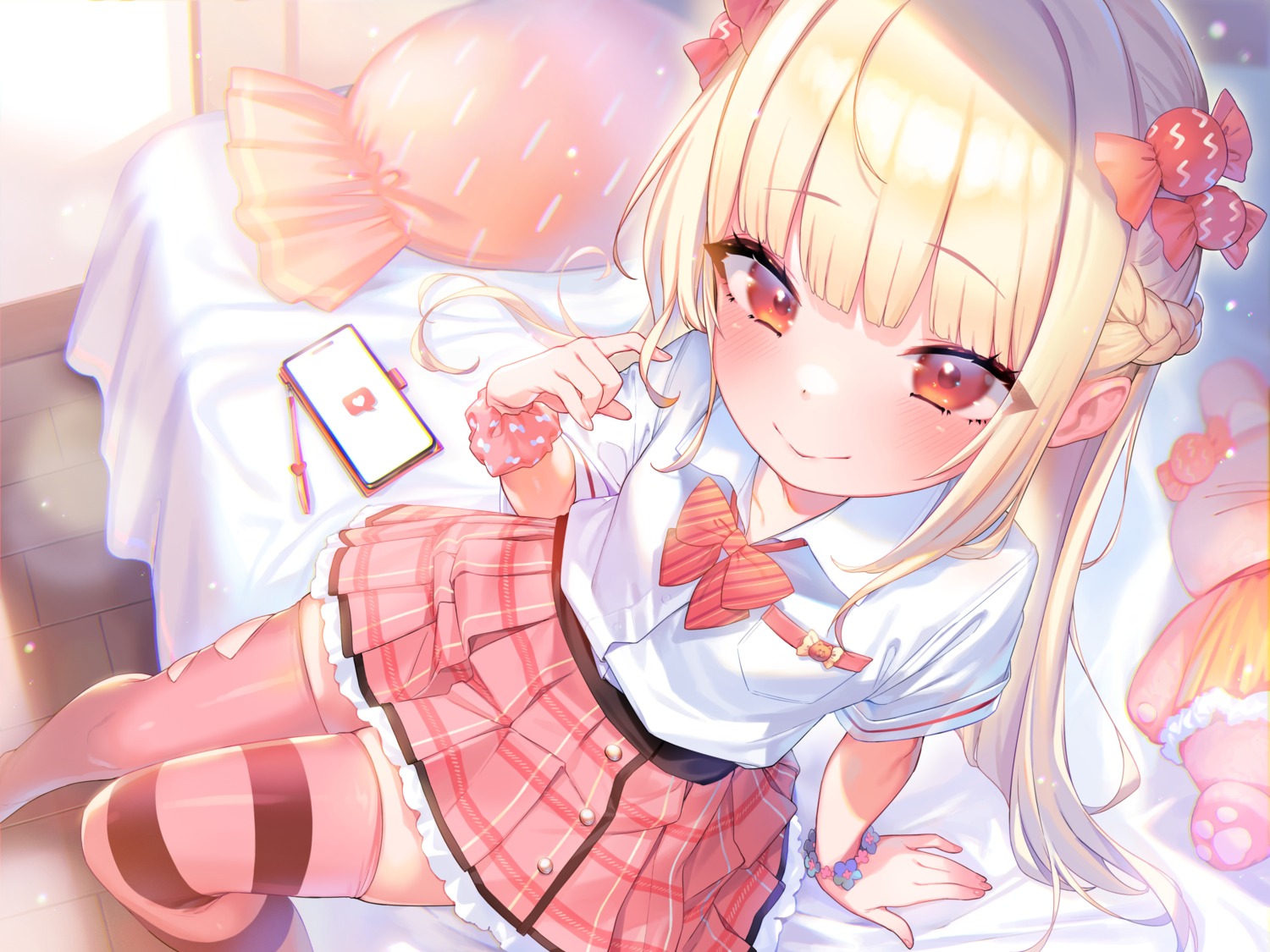 henreader, seifuku, thighhighs