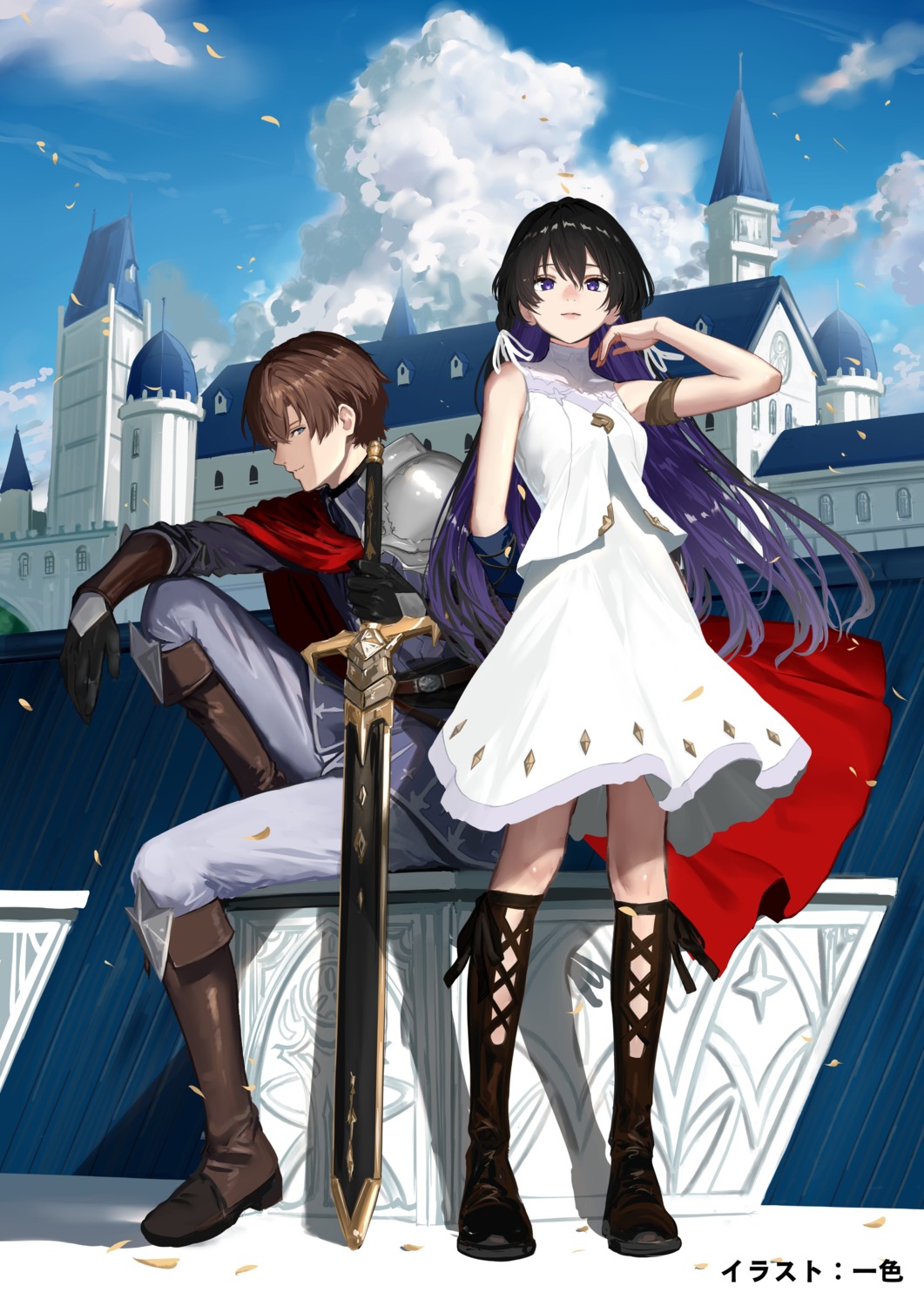 armor, dress, isshiki_(ffmania7), oscar_lyeth_increatos_loz_farsas, sword, tinasha_(unnamed_memory), unnamed_memory