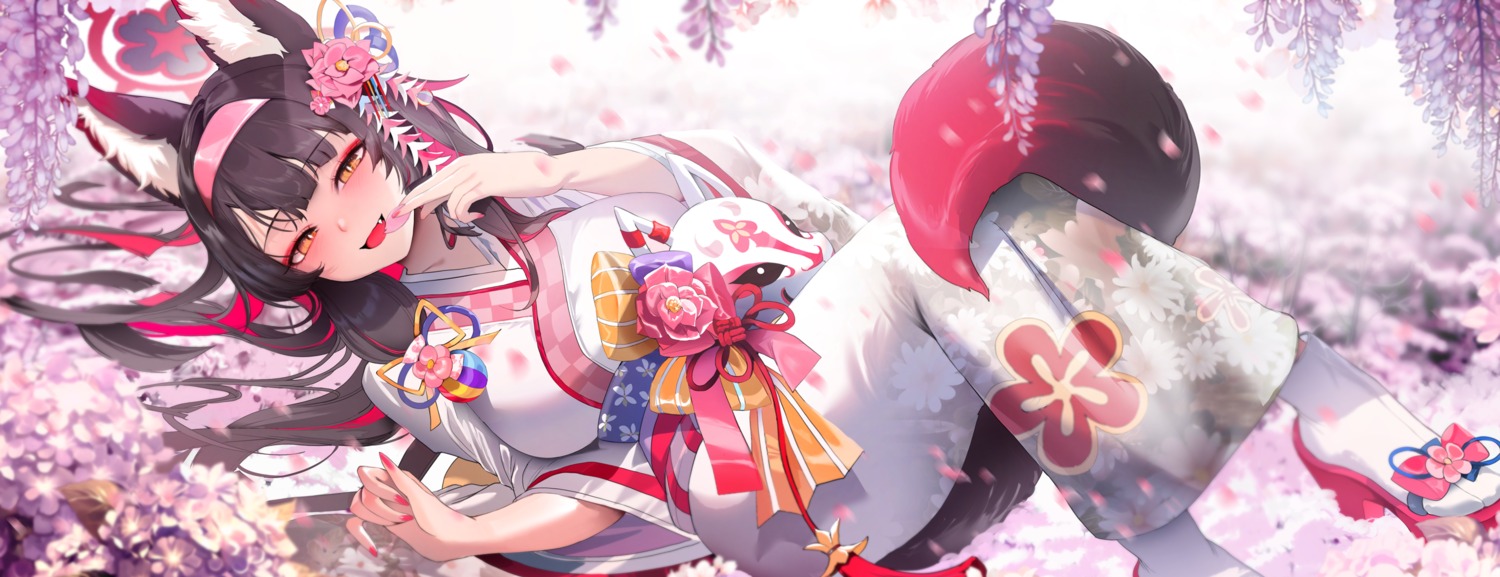 animal_ears, blue_archive, halo, kimono, kitsune, kosaka_wakamo, tail, zerocat