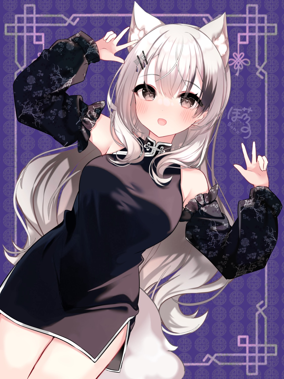 animal_ears, bono_(bonobono), chinadress, kitsune, tail
