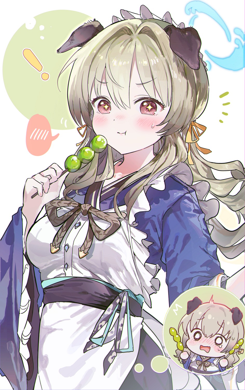 0202ase, animal_ears, blue_archive, chibi, halo, inumimi, maid, satohama_umika, wa_maid