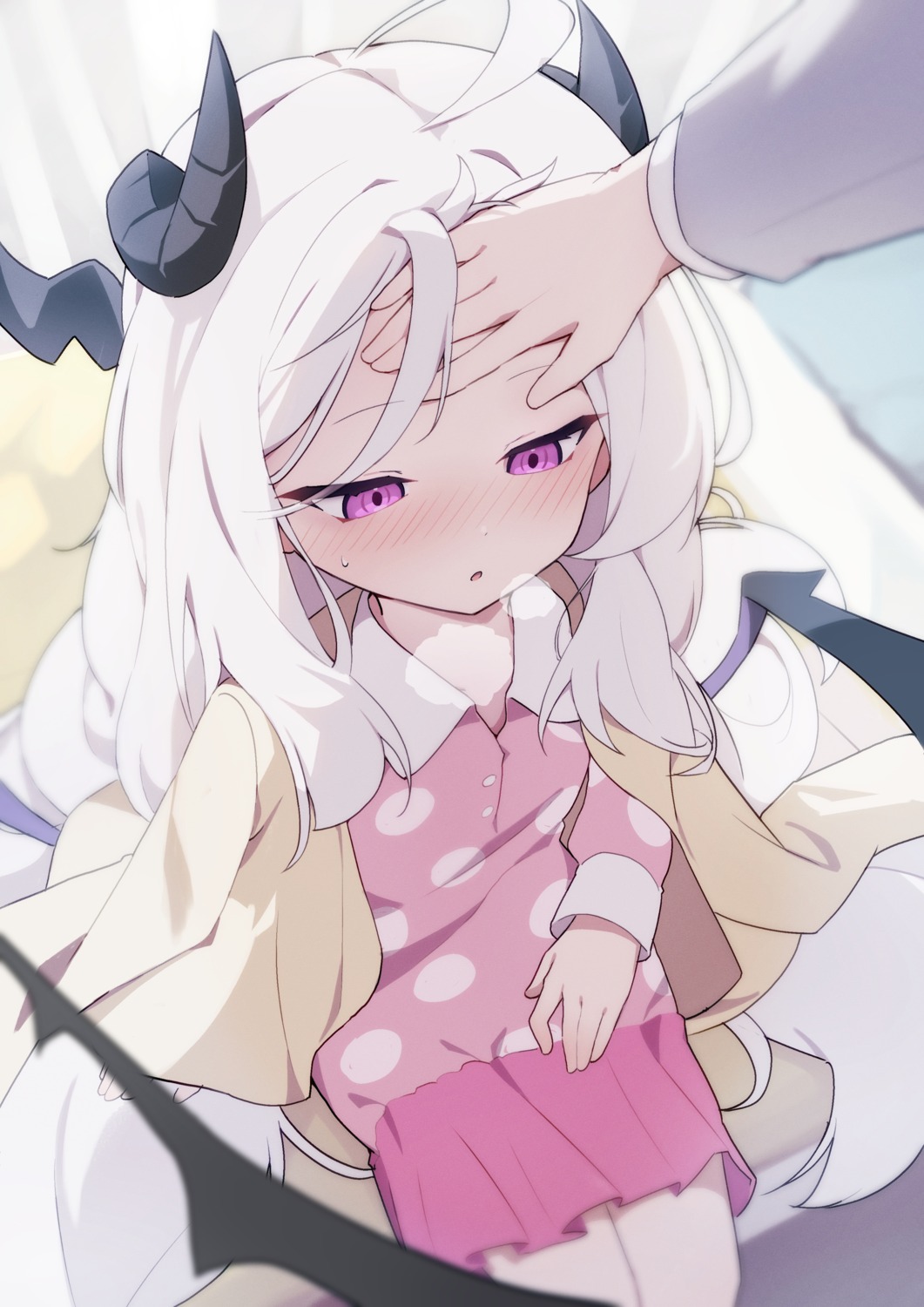 blue_archive, devil, horns, liyom, pajama, sorasaki_hina, wings