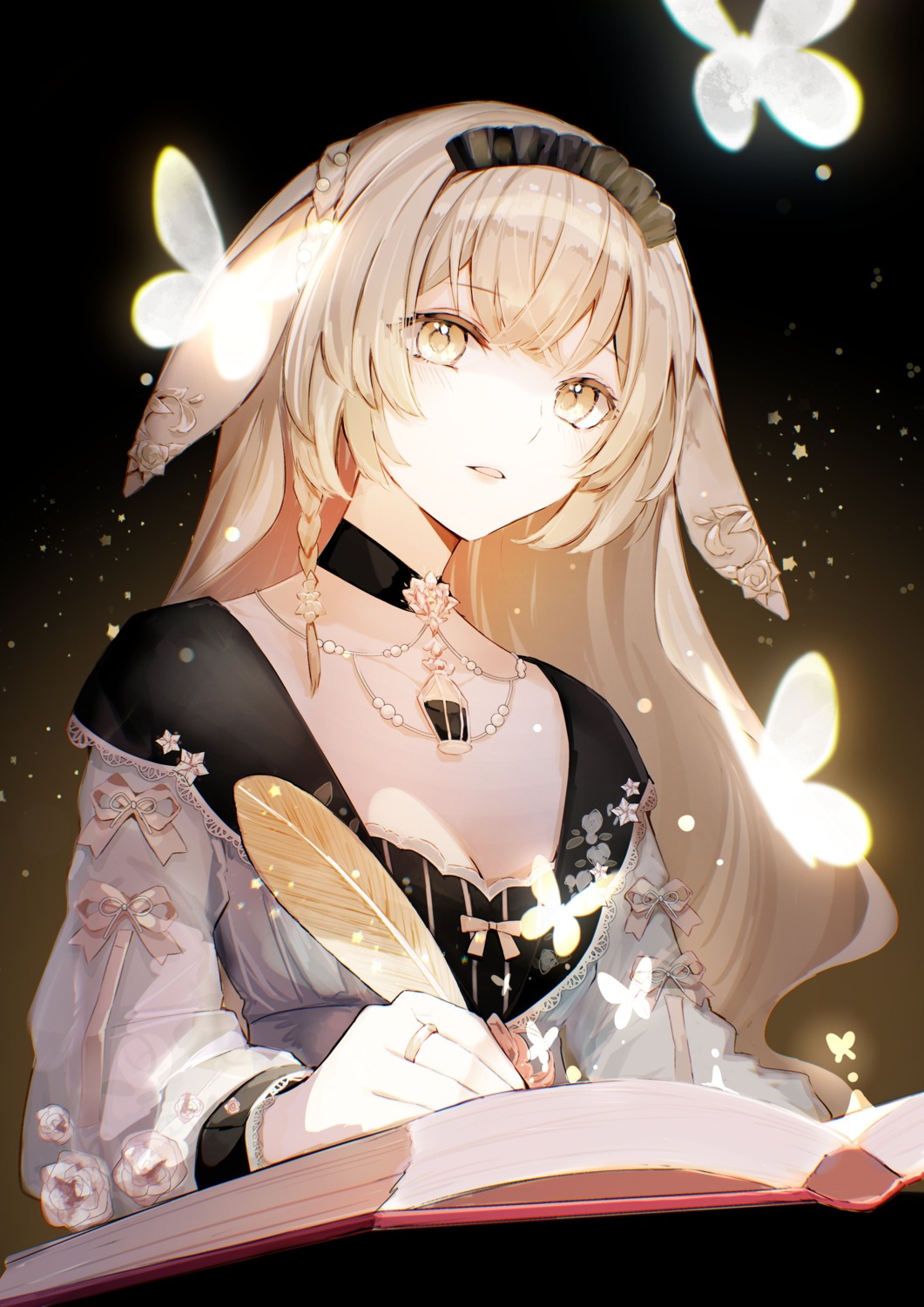 animal_ears, bunny_ears, cleavage, cloud9, depths_(vtuber), hitoba, no_bra