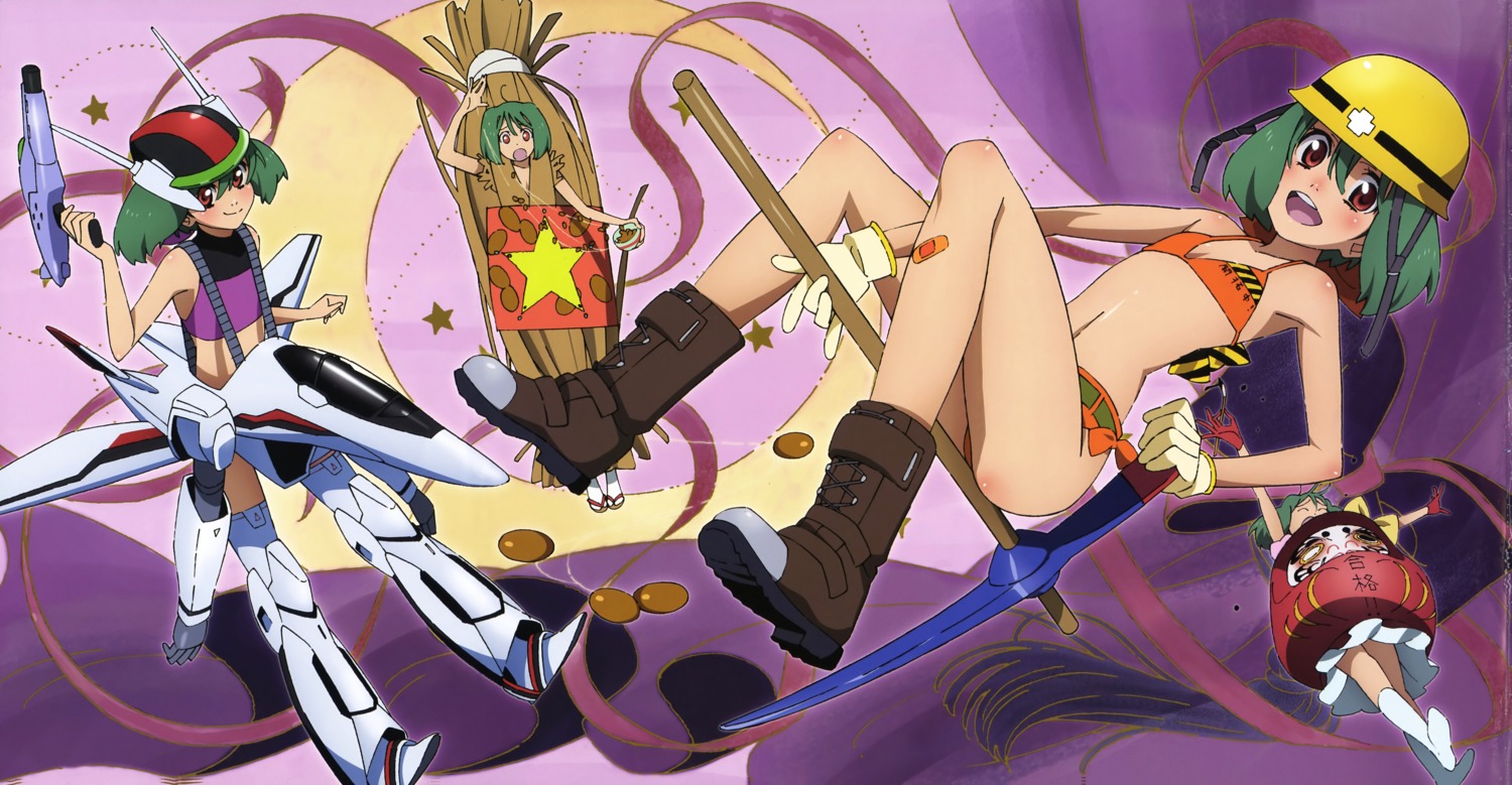 bandaid, gun, macross, macross_frontier, mecha_musume, ranka_lee, scanning_dust, sumimoto_etsuko