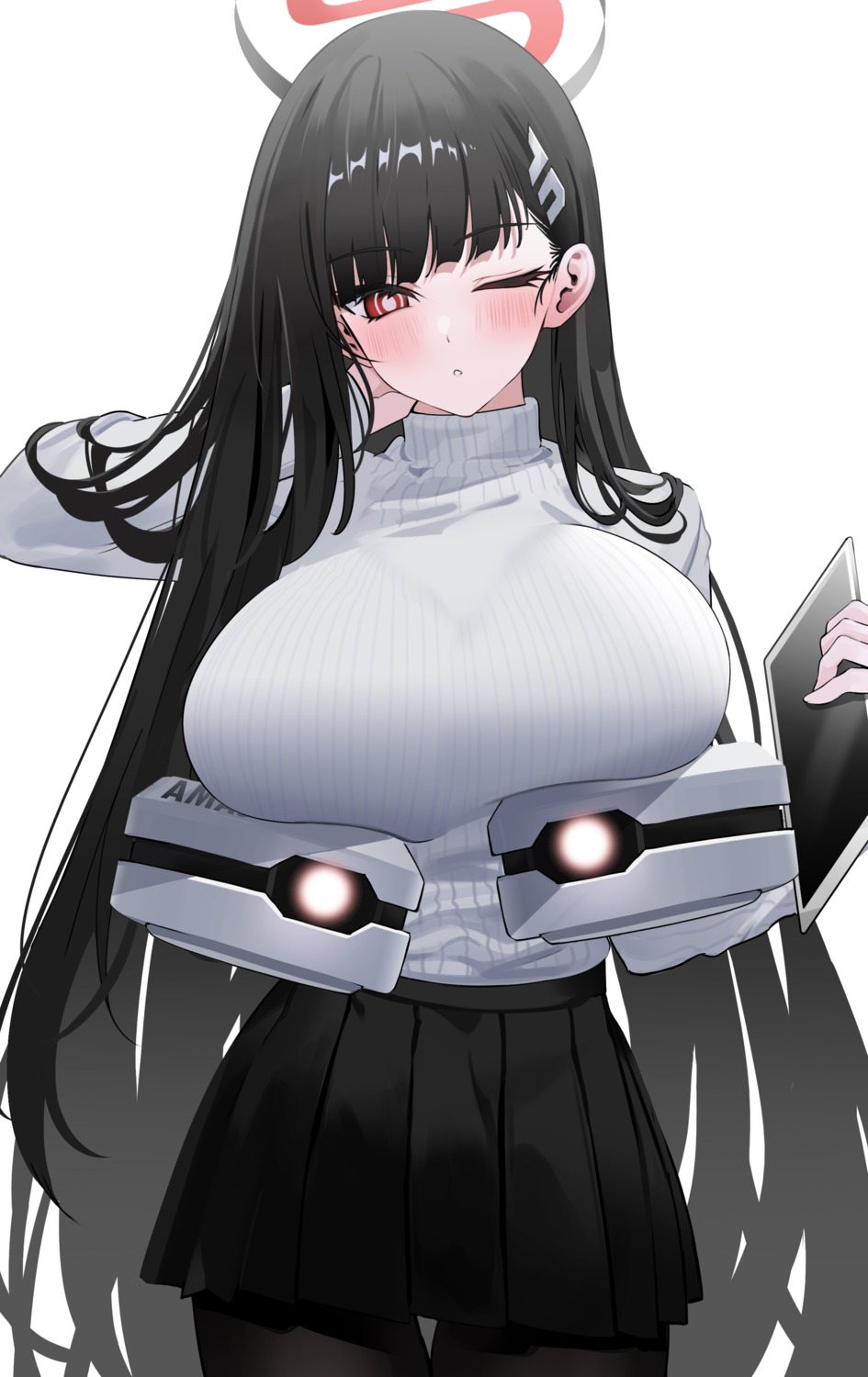 blue_archive, halo, pantyhose, sweater, tsukatsuki_rio, yuki_(asayuki101)