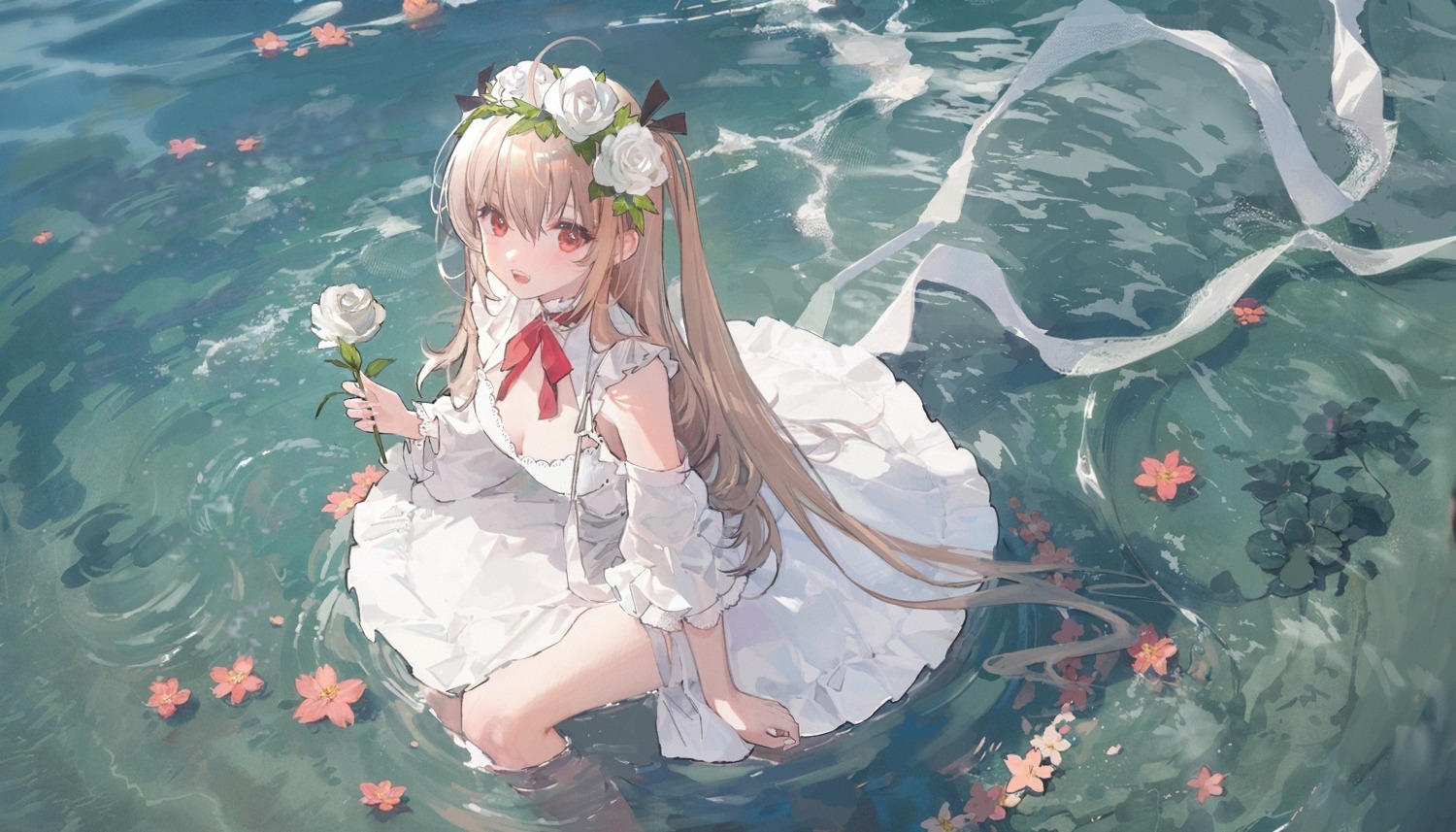 atri, atri_-my_dear_moments-, detexted, dress, finn_zoey, no_bra, summer_dress, wet